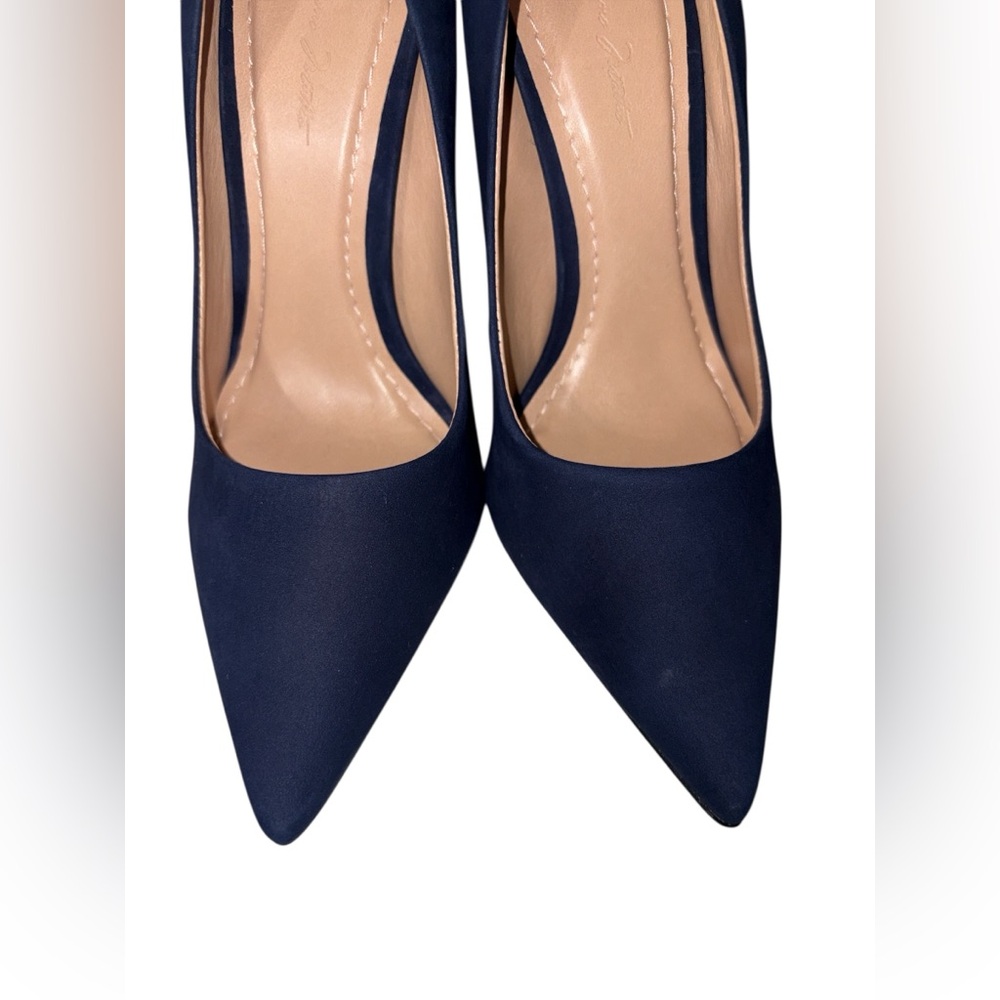 Massimo Matteo 90MM Pointy Toe Pump Stiletto  Heel Navy Blue Suede Sz 7M - Picture 7 of 10